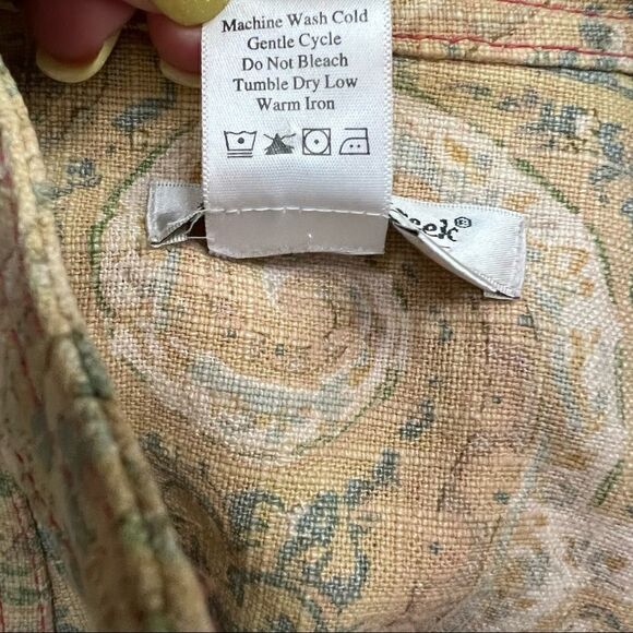 Vintage Coldwater Creek Pastel Paisley Linen Rayon Blend Mandarin Collar Jacket - Picture 8 of 8